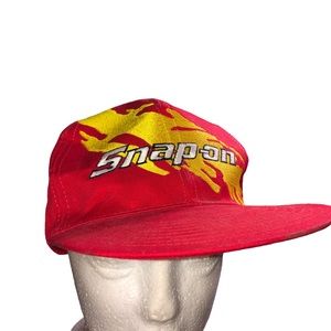 Snap on cap red and yellow adjustable snap